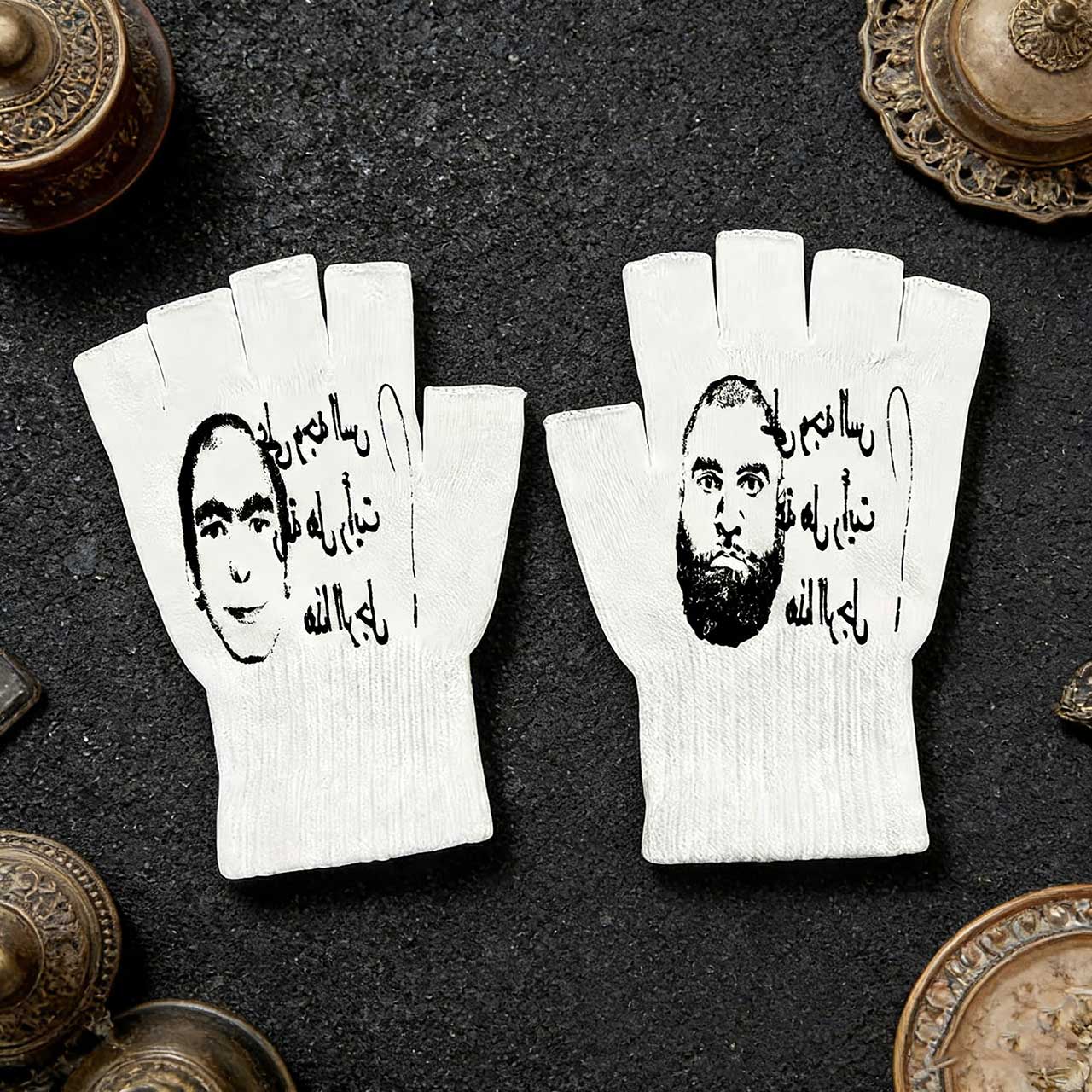 Fingerless Glove Knit - Y2K Retro Printed Fingerless Gloves -