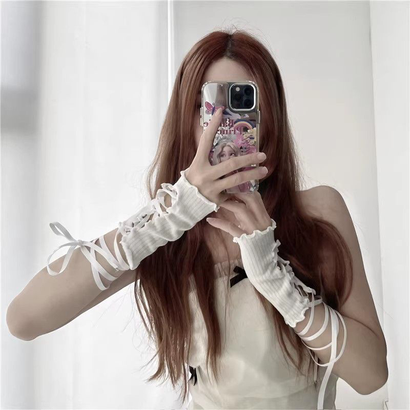 Women Lace‑Up Fingerless Arm S - Fingerless Glove Knit recension och pris