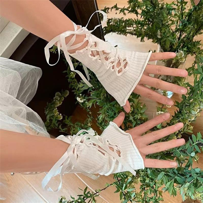 Women Lace‑Up Fingerless Arm S - Fingerless Glove Knit recension och pris