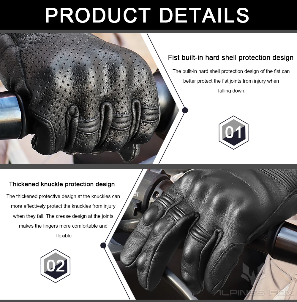 Unisex Vintage Leather Motorcy - Motorcycle Glove Knuckle recension och pris