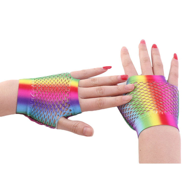 Ladies Sexy Rainbow Color Shor - Fingerless Glove Knit recension och pris