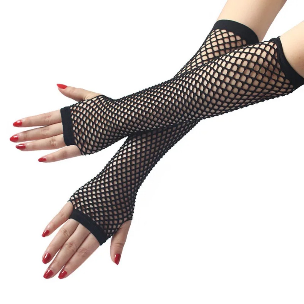 Women Neon Fishnet Long Finger - Fingerless Glove Knit recension och pris