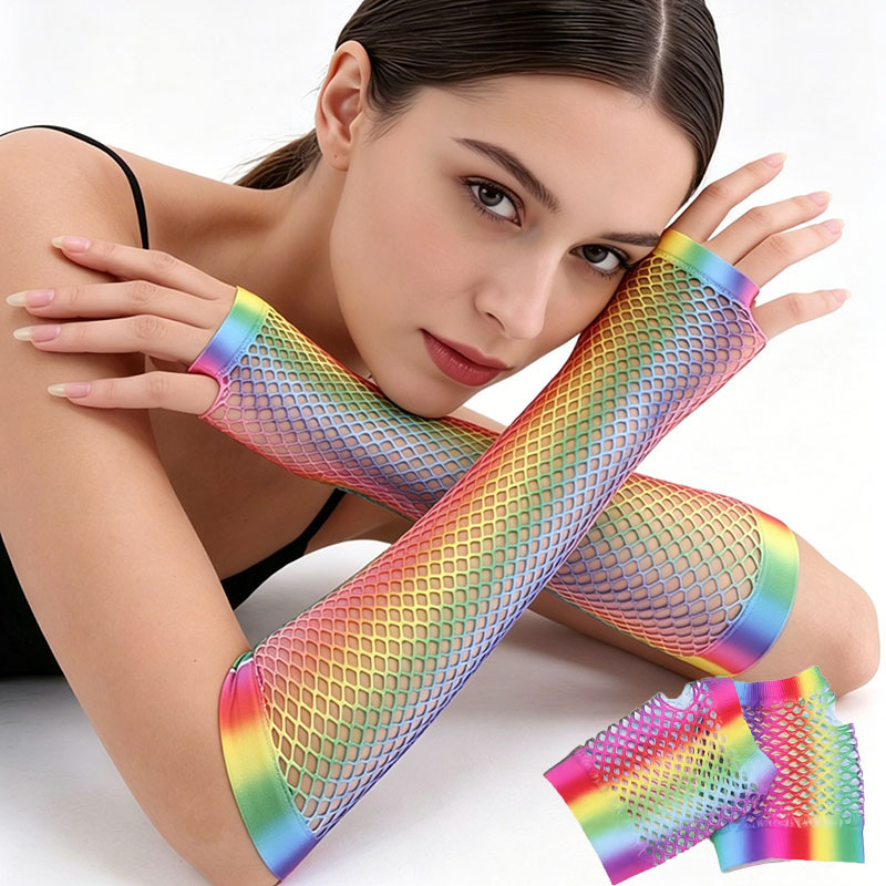 1 Pair Women Long Fishnet Net  - Fingerless Glove Knit recension och pris