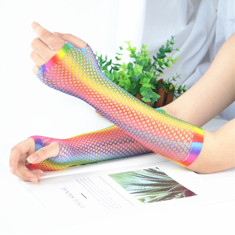 1 Pair Women Long Fishnet Net  - Fingerless Glove Knit recension och pris