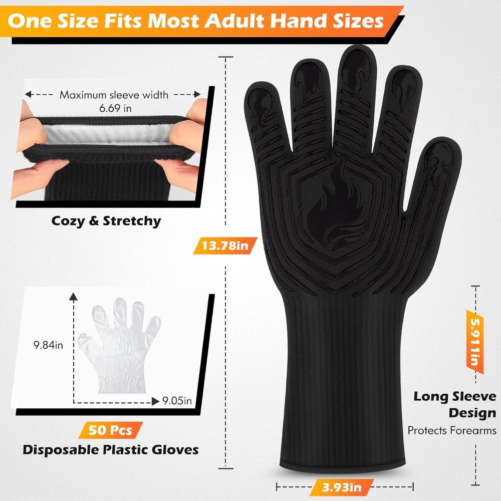 BBQ Gloves, 1472°F Heat Resist - Oven Mitt Silicone recension och pris